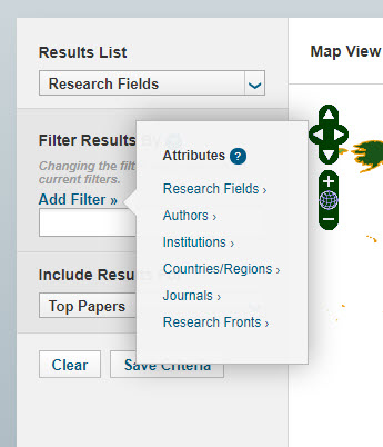 Add filter link Screenshot of Add Filter link and attributes